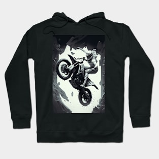 Dirt bike rider - hands off  w/ grey and white Hoodie